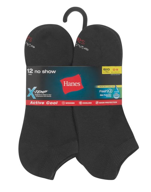 Hanes Men's FreshIQ® X-Temp® Active Cool® Big and Tall No-Show Socks 12-Pk AC12P