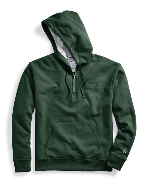 Champion Men's Powerblend® Fleece Quarter Zip Hoodie, Embrderd Logo S0892 Y08009