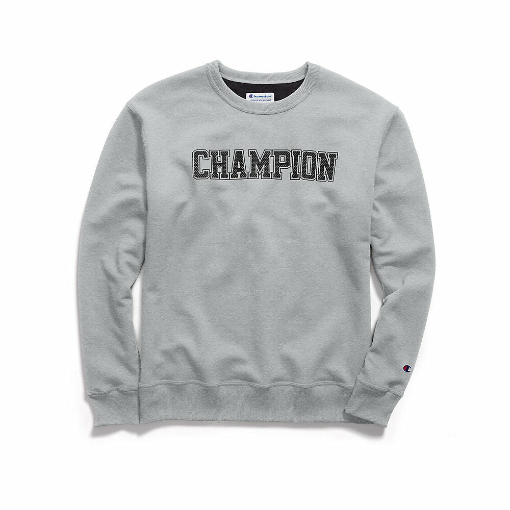 Champion Men's Powerblend® Fleece Crew, Mesh-Effect Logo GF88H Y07420