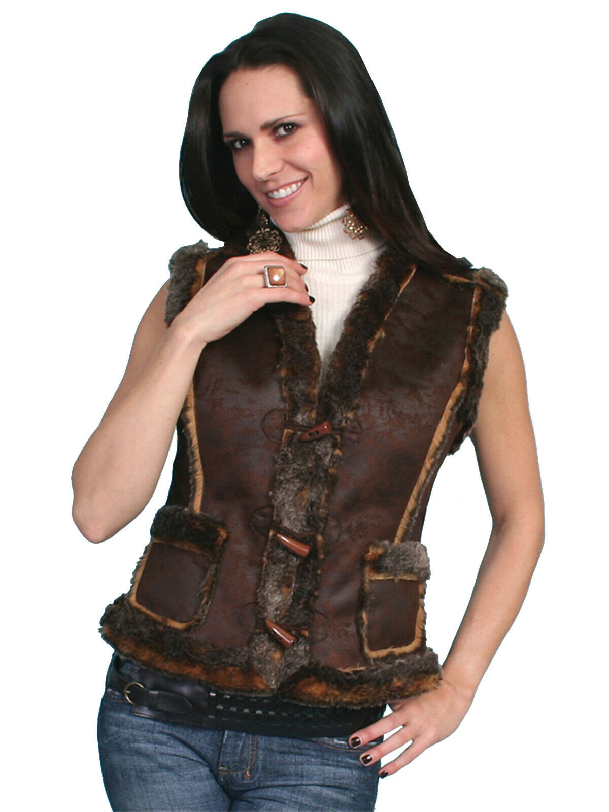 Scully Ladies Faux Shearling Vest 8007