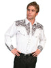 Scully Men's Western Shirt Poly Blend Floral Tooled Stitch Long Sleeve P-634