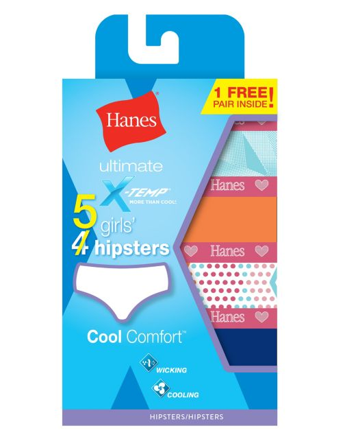 X-Temp® Girls’ Hipster 5-Pack (4 + 1 Free Bonus Pack)