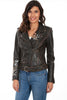 Scully Women's Vintage Lamb Embroidered and Studded Motorcycle Jacket L1032