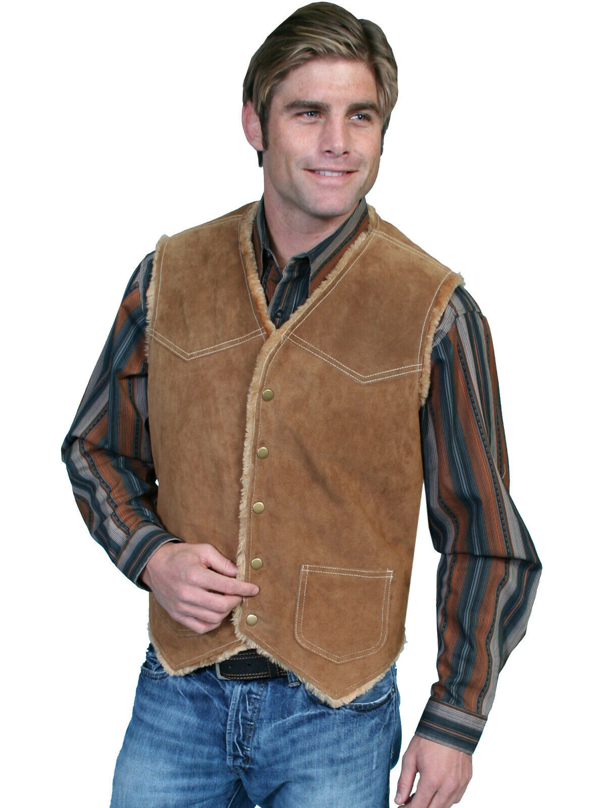 Scully Leather Men's Suede Hunting Vest Faux Fur 82