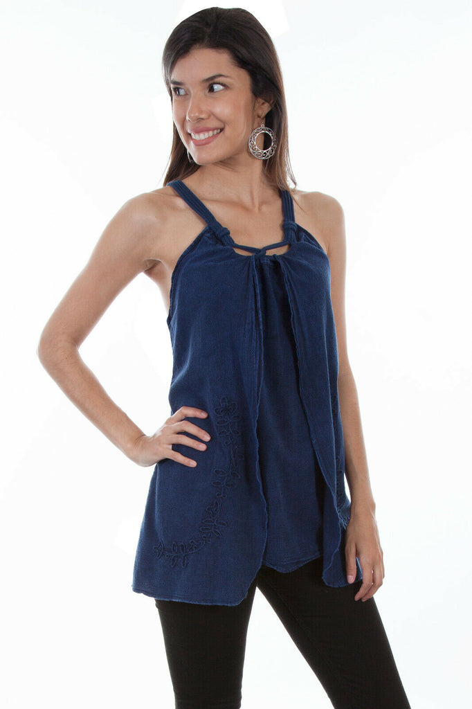 Scully Womens Dark Blue 100% Cotton Rope Strap Sleeveless Tunic PSL-234