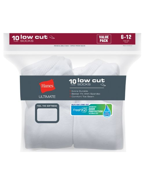 Hanes Ultimate® Men's Cushion Low Cut Socks 10-Pack 88U10