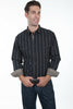 Scully Western Men's 100% Cotton Long Sleeve Skull Stripe Western Shirt PS-093
