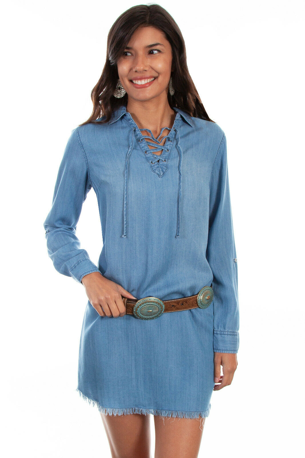 Scully Women's Cotton Criss Cross Long Sleeve Dress HC472