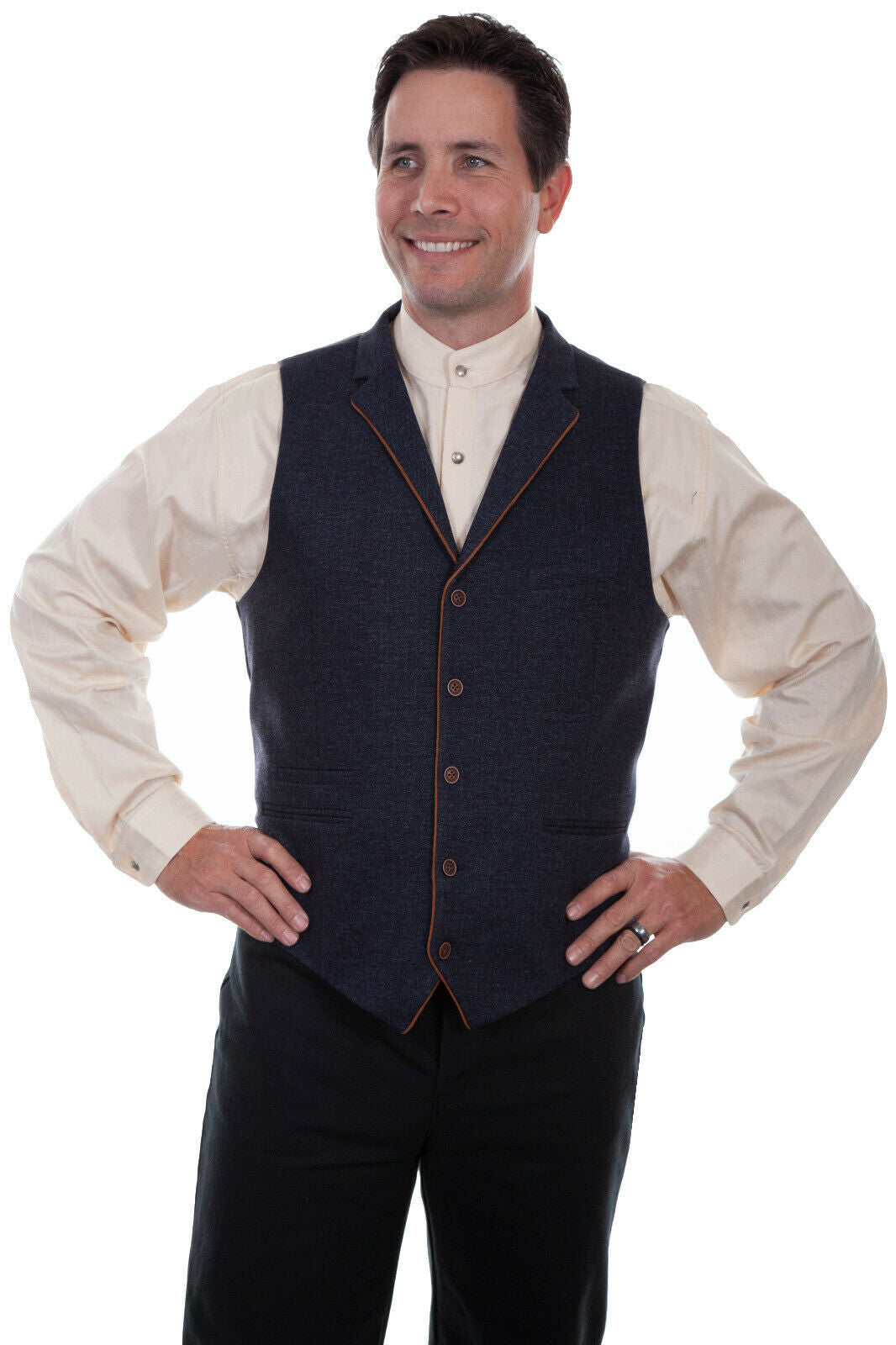Scully Men's Solid Four Pocket Vest RW313