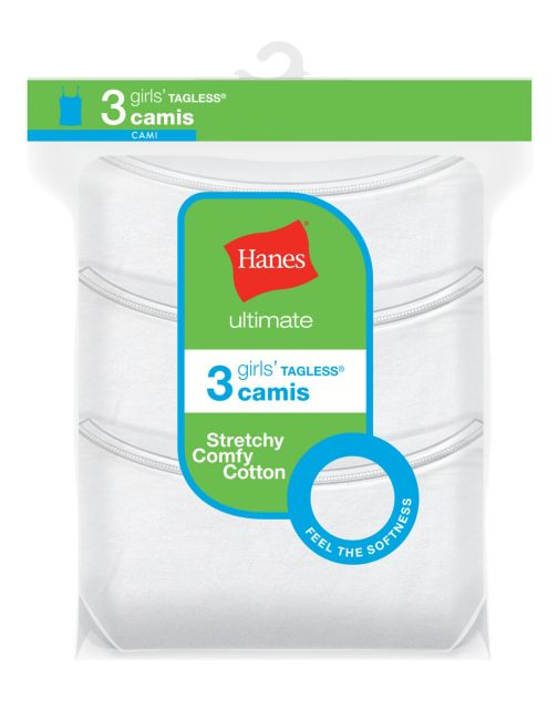 Ultimate® Girls' Cotton Stretch Cami 3-Pack