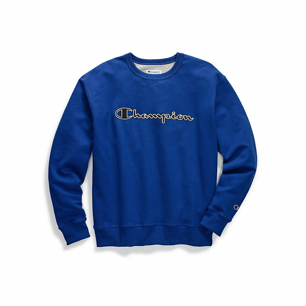 Champion Men's Powerblend® Fleece Crew, Logo With White Chainstitch GF88H Y07974