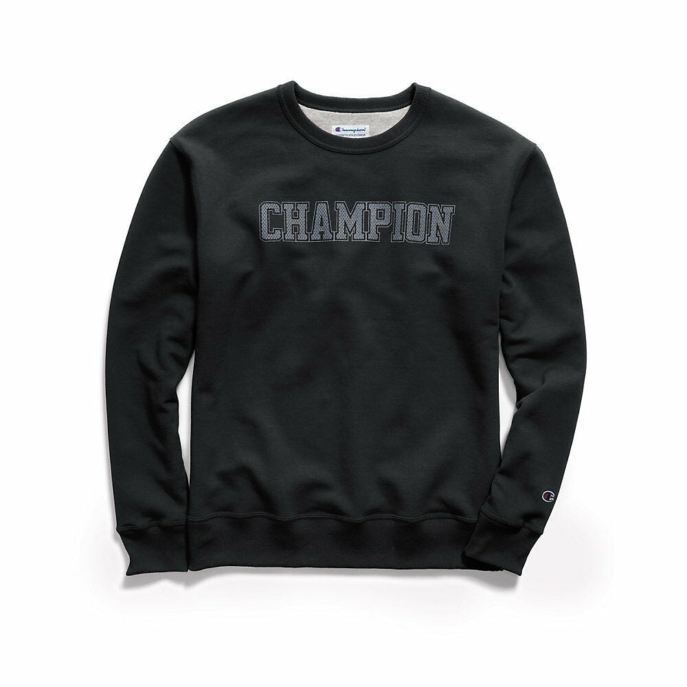 Champion Men's Powerblend® Fleece Crew, Mesh-Effect Logo GF88H Y07420