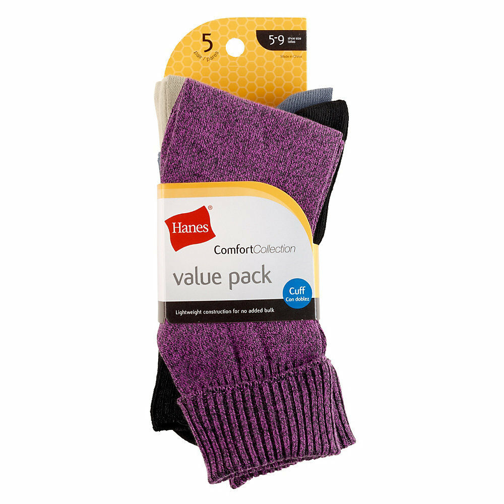 Hanes Women's Comfort Collection Cuff Socks 5-Pack 857/5