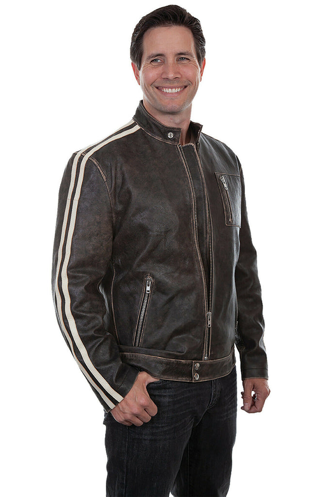 Scully Leather Men's Sanded Calf Cafe Racer Racing Jacket 992