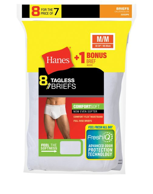 Hanes Men's No Ride Up Brief 8-Pack (Includes 1 Free Bonus Brief) 2252P8