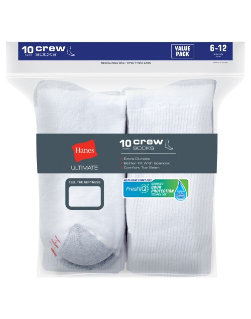Hanes Ultimate® Men's Cushion Crew Socks 10-Pack 84U10