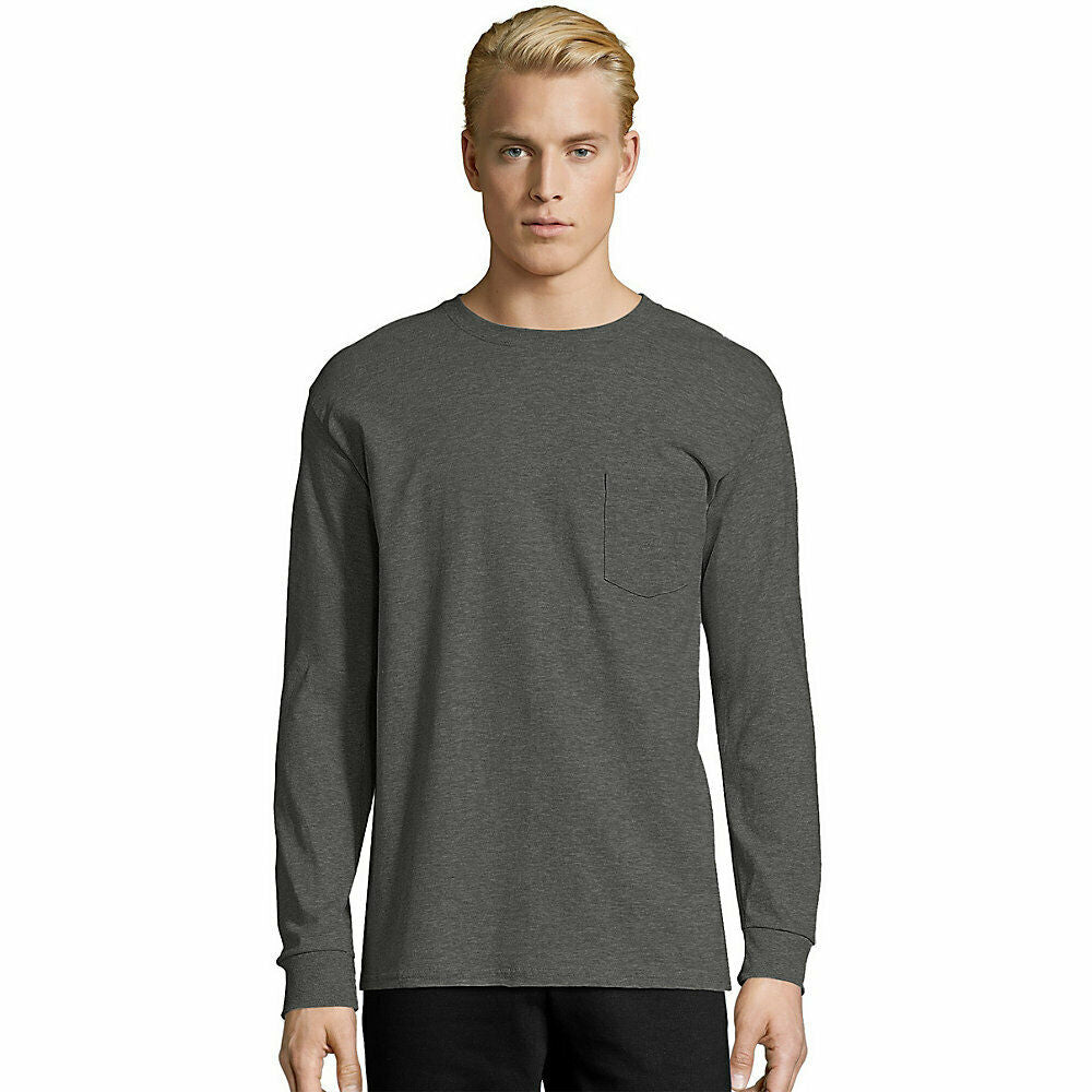 Hanes Men's TAGLESS® Long-Sleeve T-Shirt with Pocket 5596