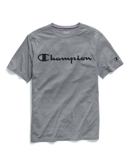 Champion Men's Double Dry® Heather Mesh Textured Tee, Script Logo T0766G 549988