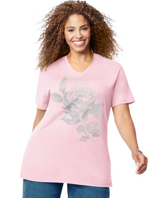 JMS Simple Floral Short Sleeve Graphic Tee GTJ181 Y07239