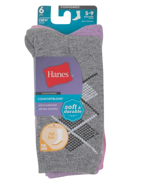 Hanes Women's ComfortBlend® Crew Socks 6-Pack 404/6