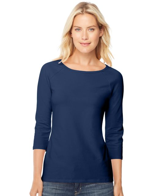 Hanes Stretch Cotton Women's Raglan Sleeve Tee O9343