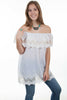 Scully Women's 100% Cotton Crochet Peasant Short Sleeve Blouse HC431
