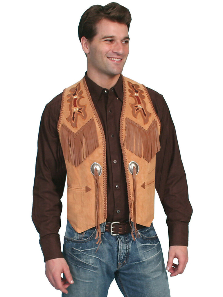 Scully Leather Men's Western Handlaced Bead Trim Vest 755
