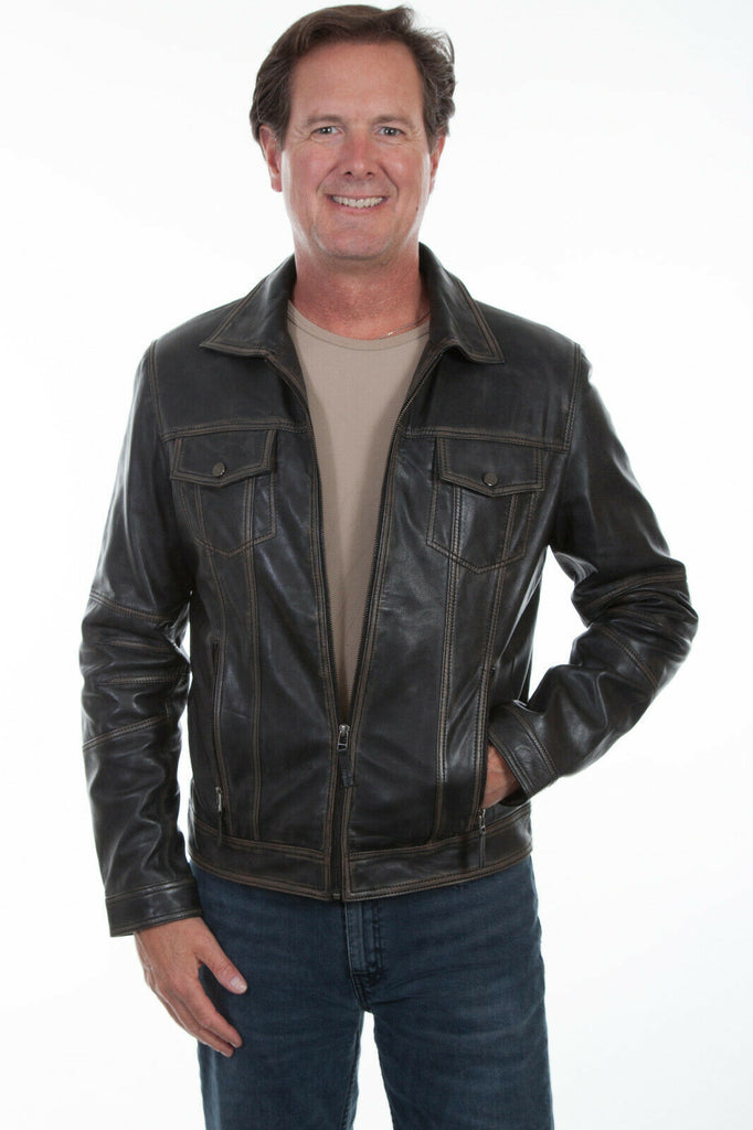 Scully Leatherwear Men's Black Vintage Leather Jacket 1032