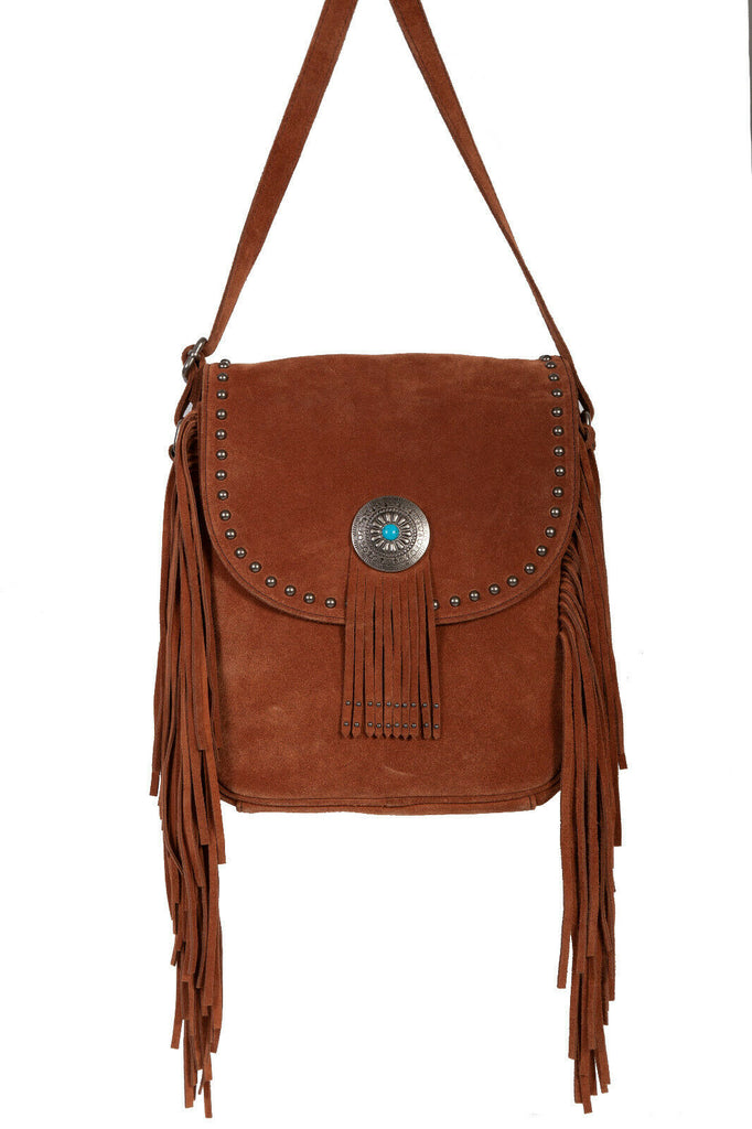 Scully Leather Fringe and Studded Handbag B186