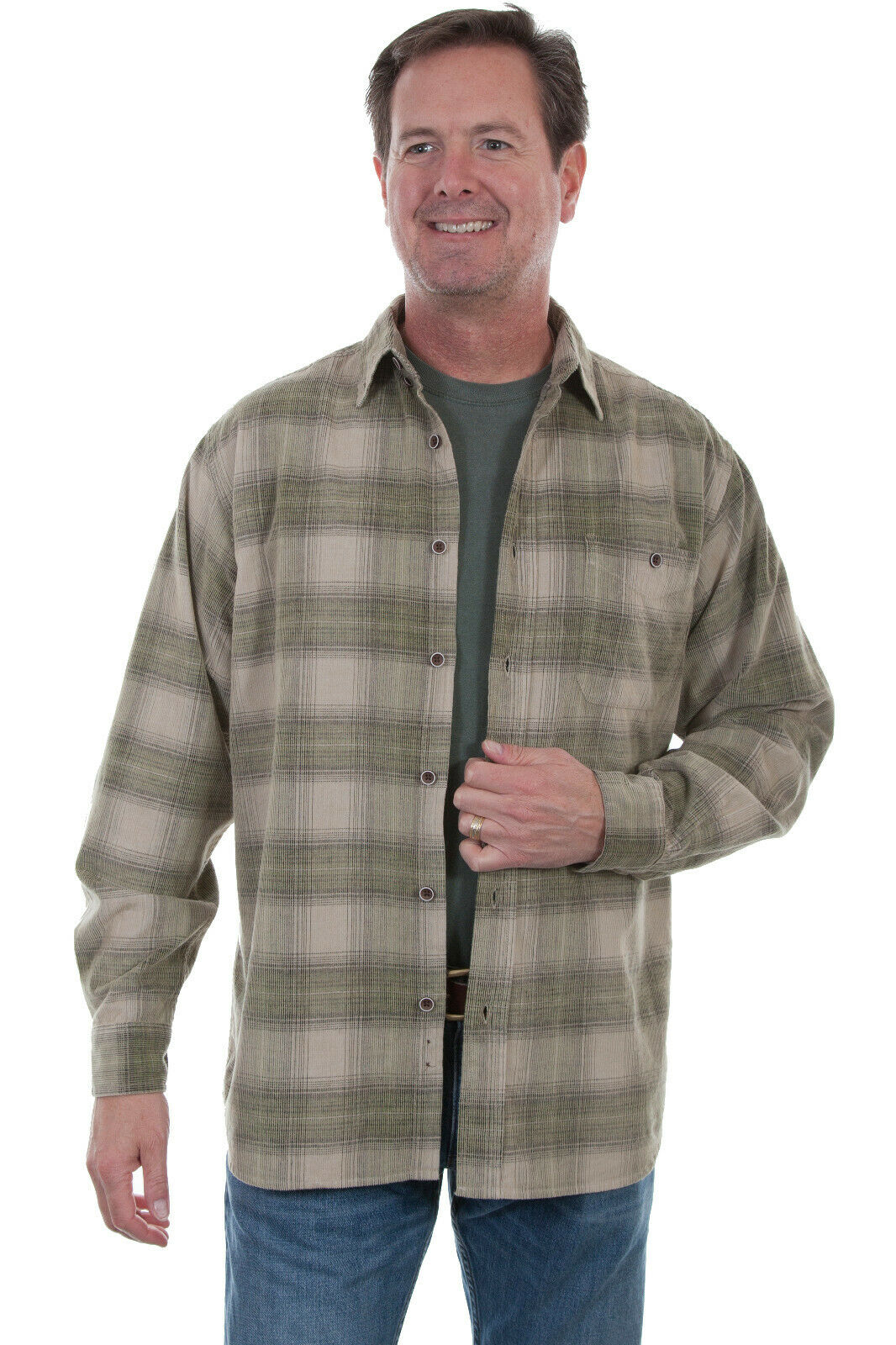 Scully Men's 100% Cotton Plaid Long Sleeve Shirt TR-081