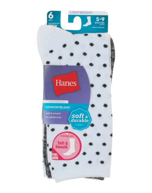 Hanes® ComfortBlend® Women's Crew Socks 6-Pack 859/6P