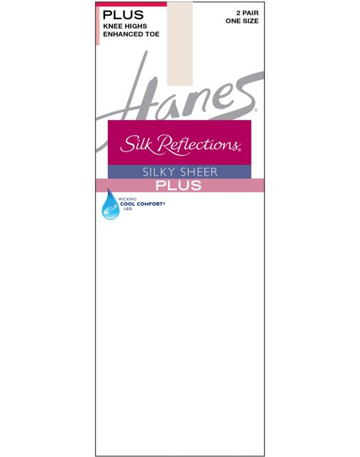 Hanes Silk Reflections Plus Knee Highs Enhanced Toe 00P19