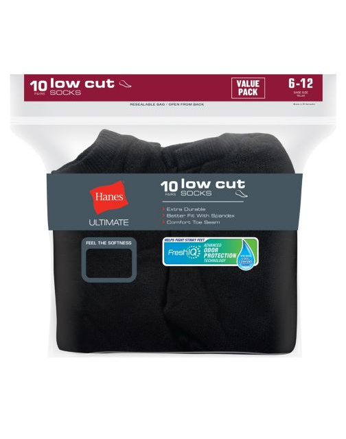 Hanes Ultimate® Men's Cushion Low Cut Socks 10-Pack 88U10