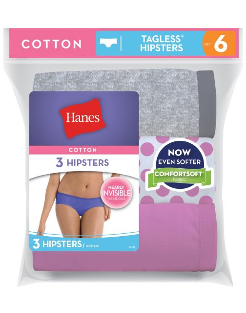 Hanes Women's Cotton Hipsters D41LAS