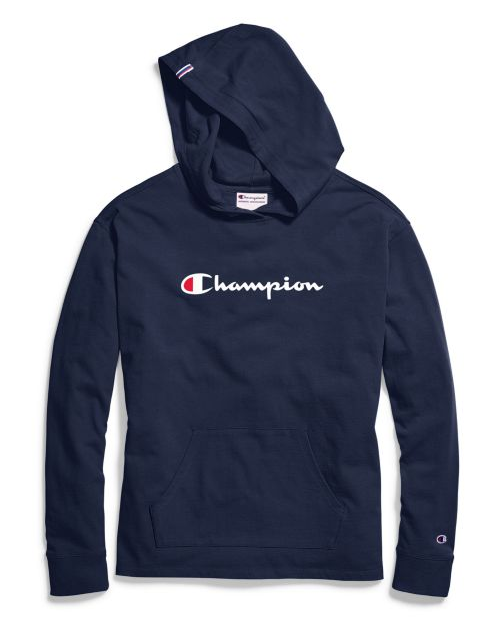 Champion Women's Heavyweight Jersey Pullover Hoodie, Script Logo W4909 549995