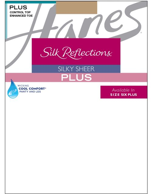 Hanes Silk Reflections Plus Sheer Control Top Enhanced Toe Pantyhose 00P16