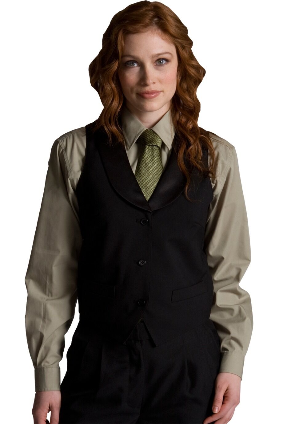 Women's Black Satin Shawl Vest 7495