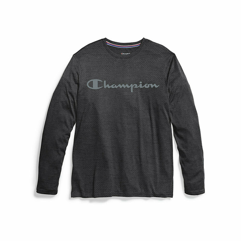 Double Dry® Men's Heather Long-Sleeve Tee, Script Logo