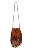 Scully Womens Tan Leather Cinch Tie Tassel Handbag B184
