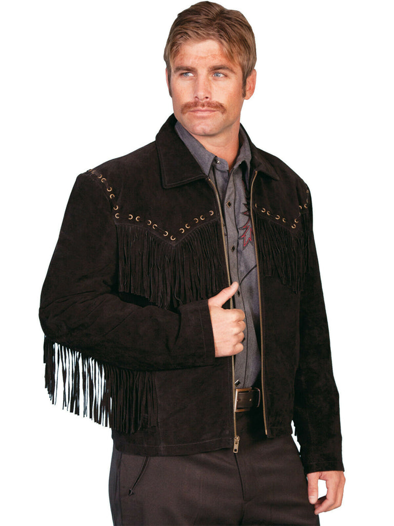 Scully Leather Men's Boar Suede Western Fringe Jacket 221