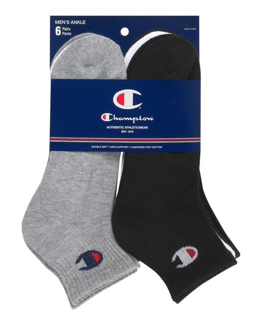 Champion Men's Logo Ankle Socks, 6-Pack CH171