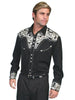 Scully Men's Western Shirt Poly Blend Floral Tooled Stitch Long Sleeve P-634