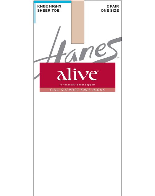 Hanes Alive Full Support Sheer Knee Highs 2-Pack 0A446