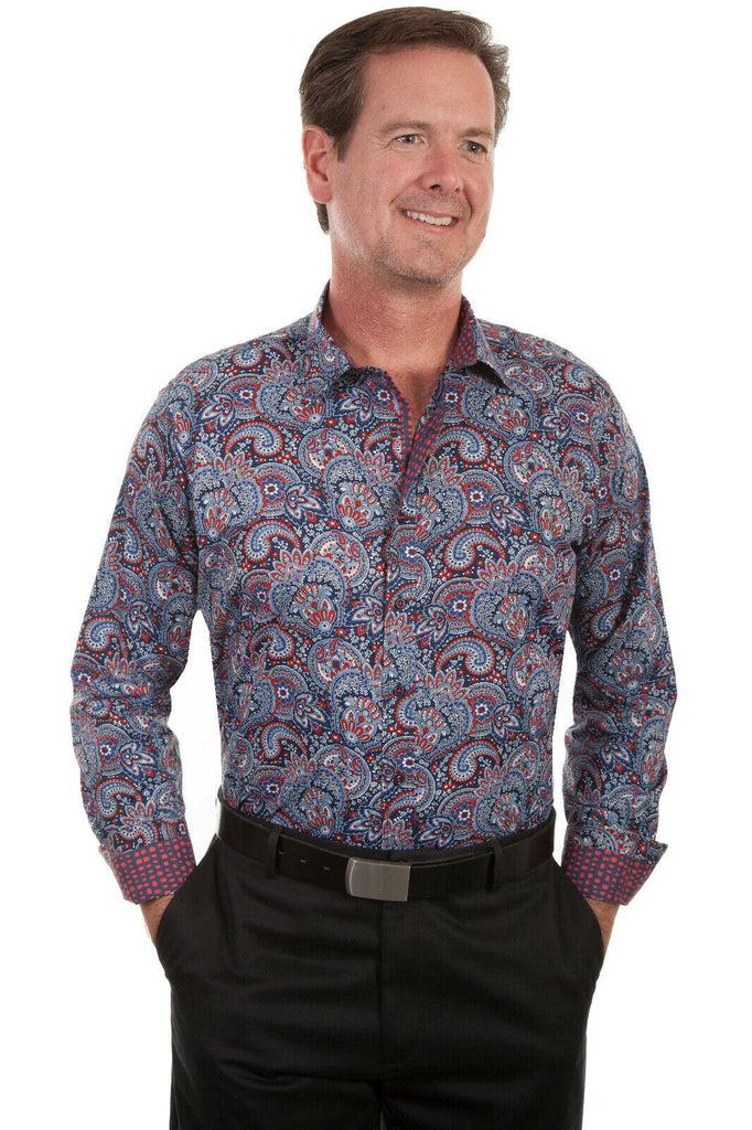 Scully Men's 100% Cotton Paisley Long Sleeve Western Shirt PS-212
