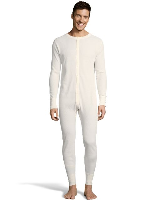 Hanes Men's Solid Waffle Knit Thermal Union Suit 125443