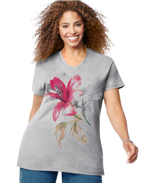 JMS Tropical Flower Short Sleeve Graphic Tee GTJ181 Y06069