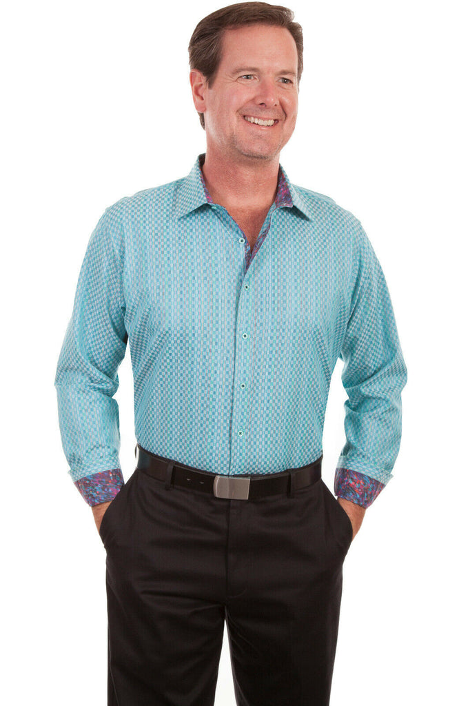 Scully Men's 100% Cotton Basketweave Long Sleeve Western Shirt PS-211