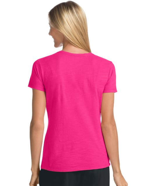 Hanes Women's Slub Jersey Shirred V-Neck O9253