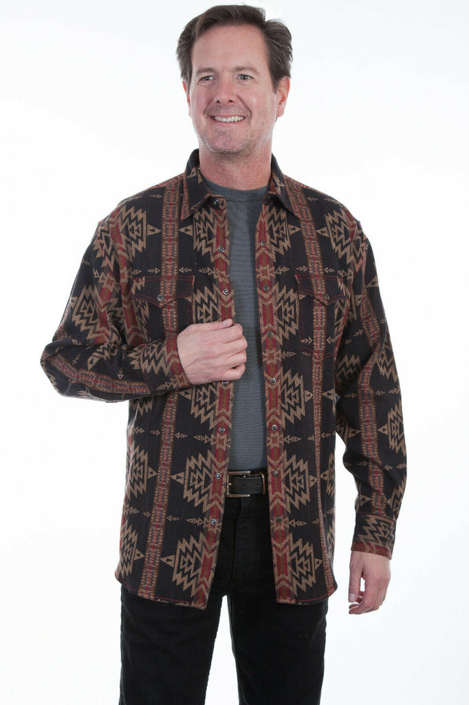 Scully Men's 100% Cotton Aztec Long Sleeve Shirt TR-067