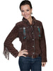 Scully Leather Women's Beaded Fringe Conchos Boar Suede Jacket L152